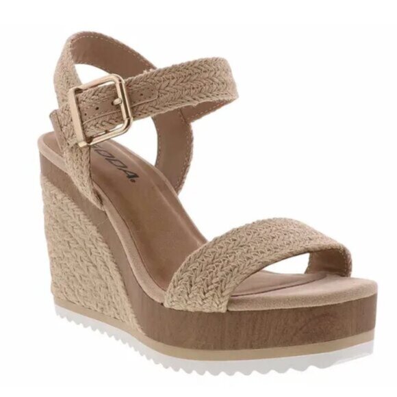 SODA NEW WOT  Ankle Strap Open Toe Wedge  espadrile Sandals in natural 725 - Picture 1 of 5